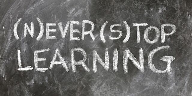 Never stop learning Schild